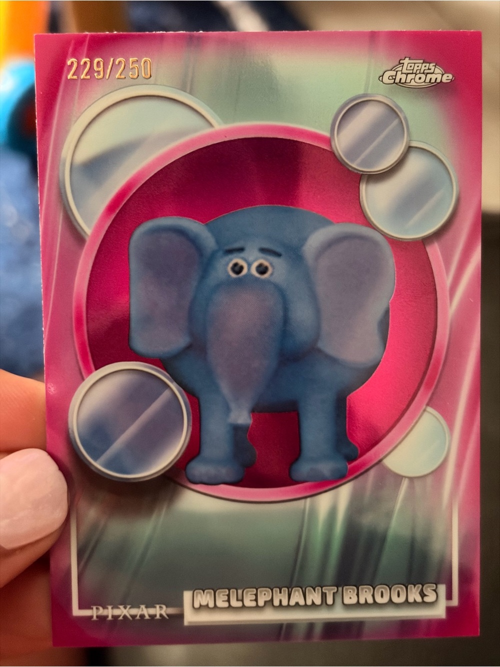 Topps Chrome Pixar 229/250 'Melephant Brooks' Collectible Card - Blue Elephant